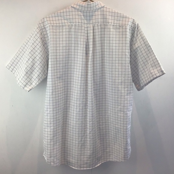 LL Bean 100% cotton windowpane check button down short sleeve shirt Neck size 16 - Picture 2 of 4